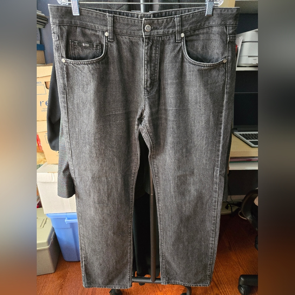 Hugo Boss Men's Kansas Jeans Dark Grey 38x32